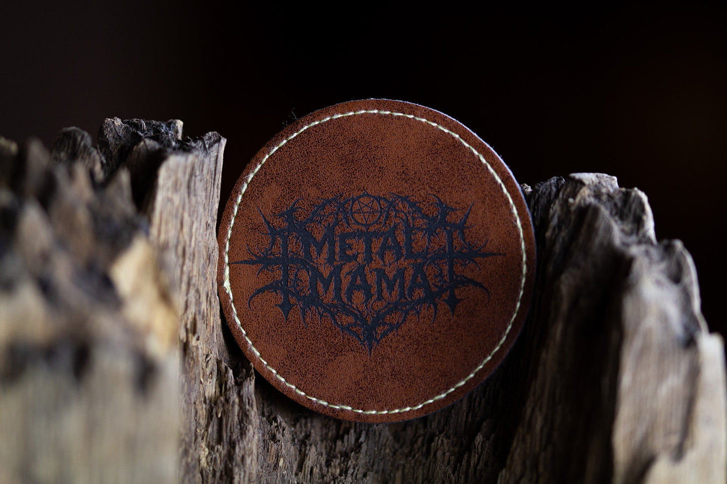 Metal Mama Kunstleder Patch Rund gelasert