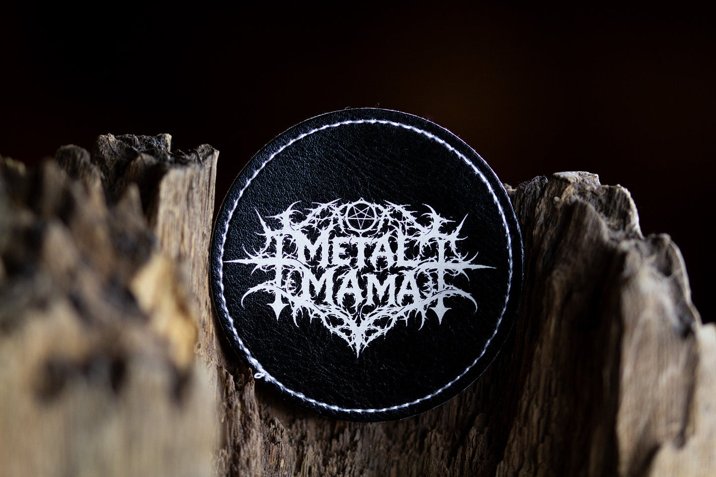 Metal Mama Kunstleder Patch Rund gelasert