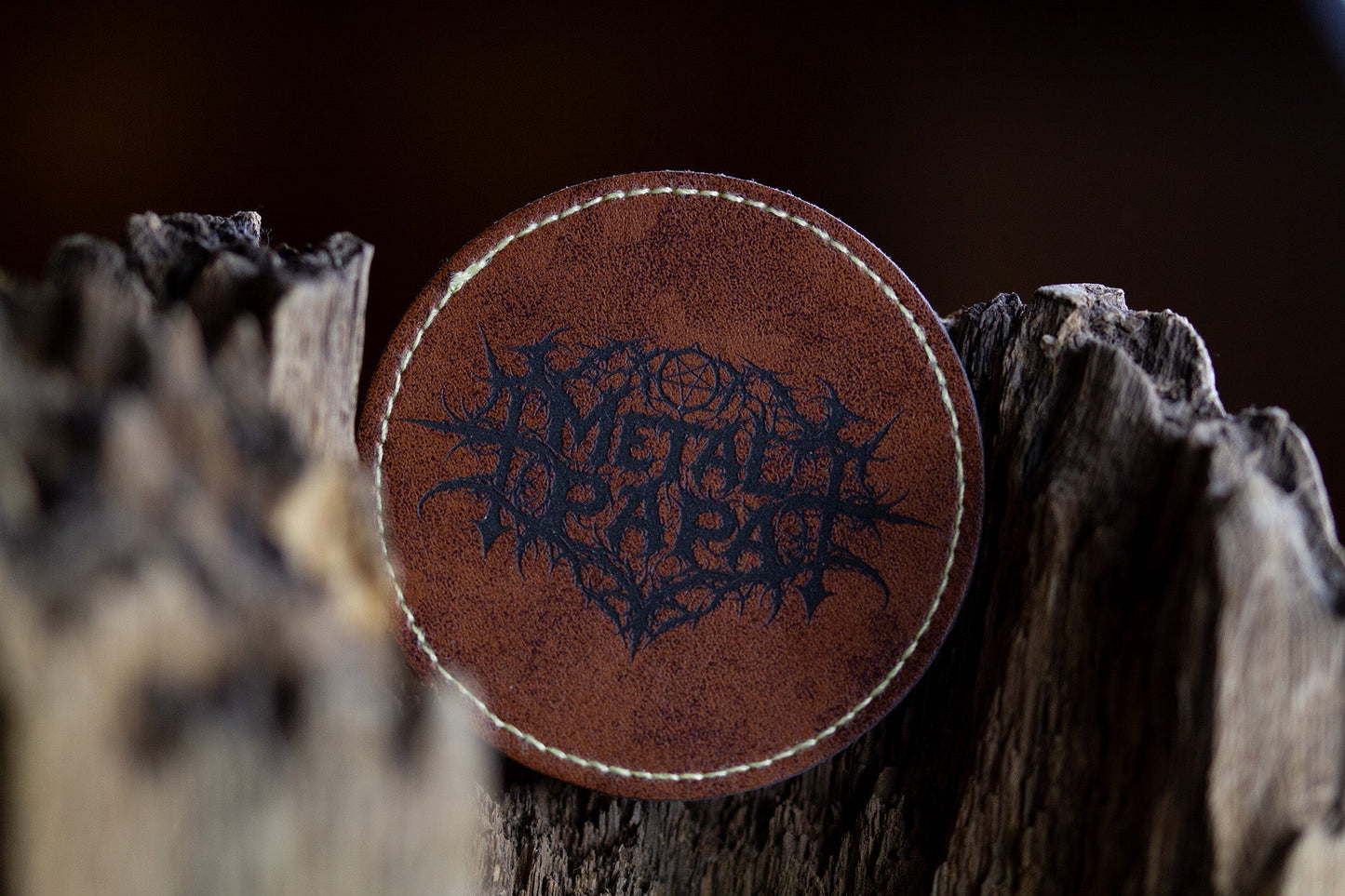 Metal Papa Kunstleder Patch Rund gelasert