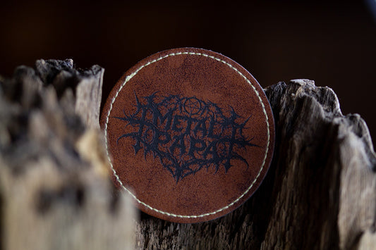 Metal Papa Kunstleder Patch Rund gelasert
