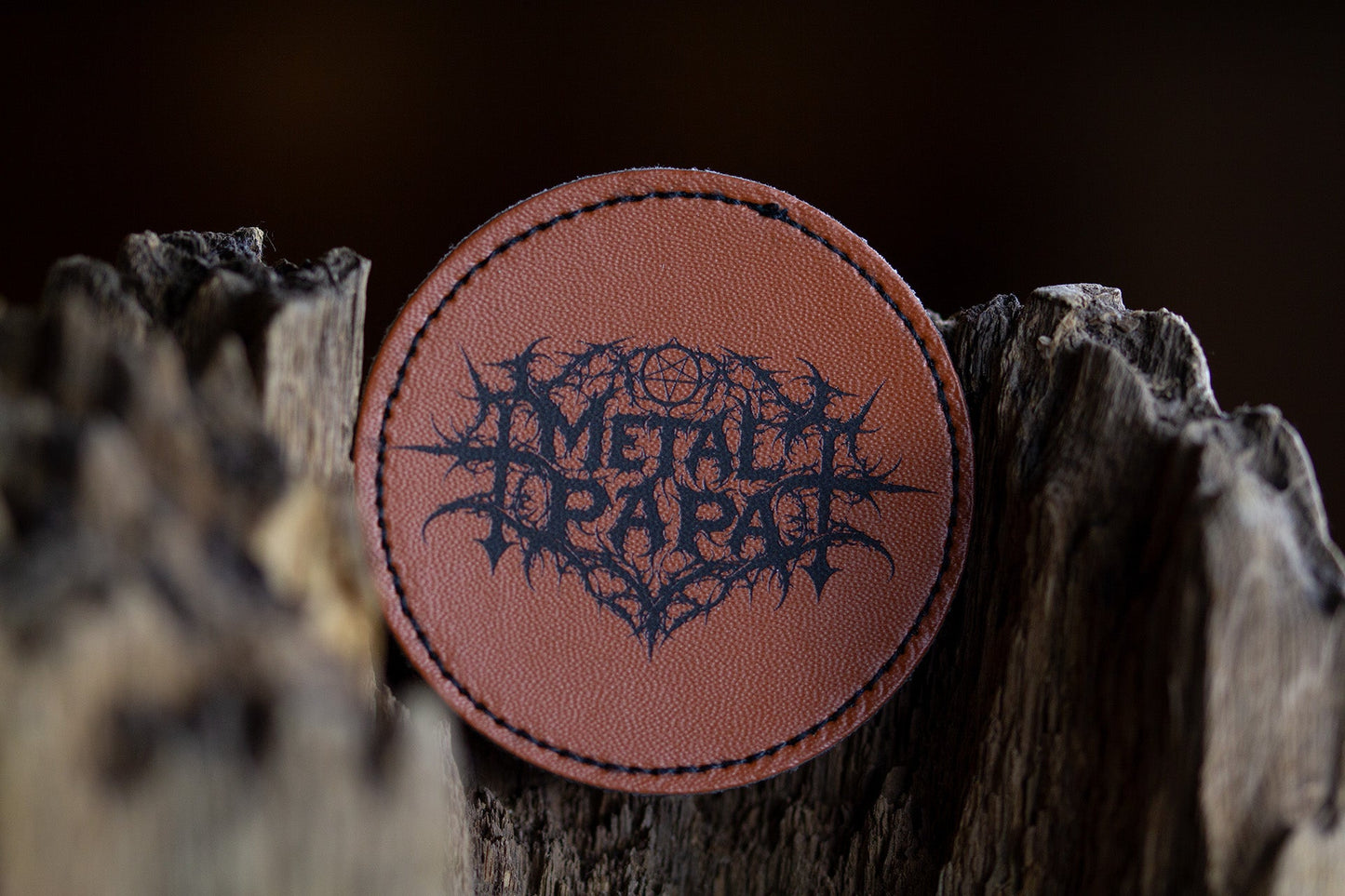 Metal Papa Kunstleder Patch Rund gelasert