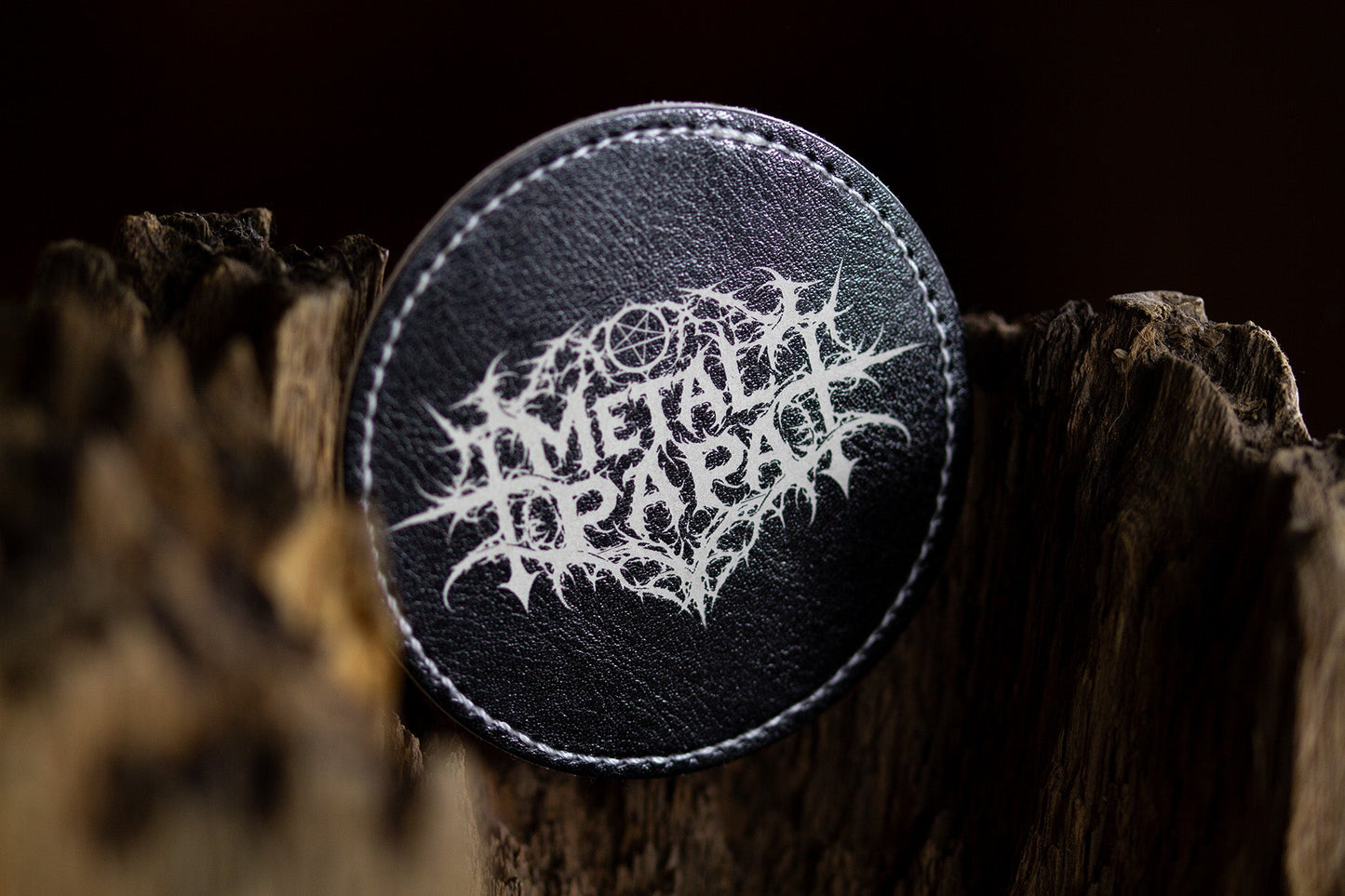 Metal Papa Kunstleder Patch Rund gelasert