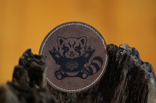 Mini Mosh Roter Panda Kunstlederpatch gelasert dunkelbraun