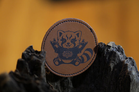 Mini Mosh Roter Panda Kunstlederpatch gelasert hellbraun